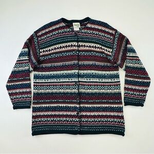 90s Vintage Womens cardigan sweater Large Fits 12-14 multicolour Retro womens